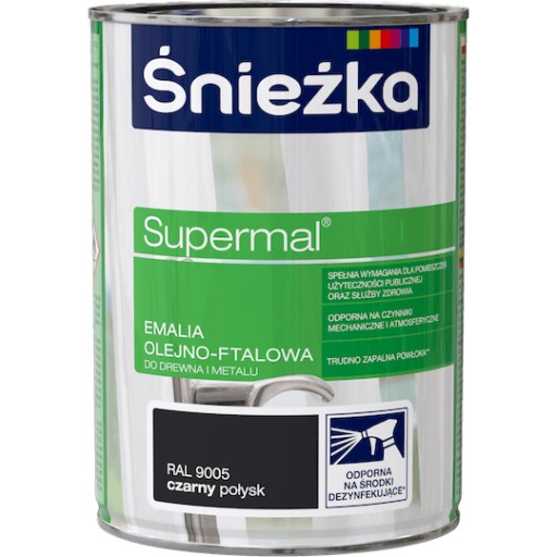 ŚNIEŻKA SUPERMAL FARBA OLEJNO-FTALOWA CZARNY 0,8L