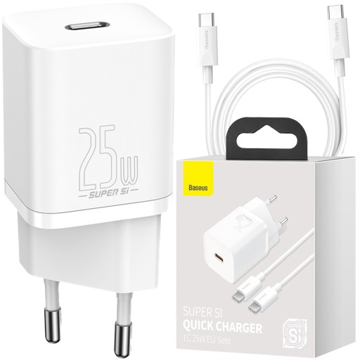BASEUS ŁADOWARKA USB-C PD POWER DELIVERY QC 25W + KABEL PRZEWÓD TYP-C 3A
