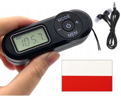 MAŁE PRZENOŚNE RADIO FM WYŚWIETLACZ PROGRAMOWANIE + naklejka