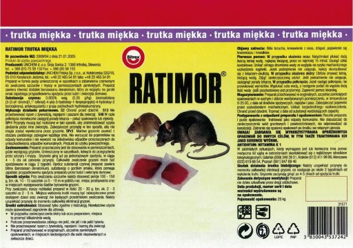 RATIMOR PASTA Bromadiolon TRUTKA SZCZURY 20 KG