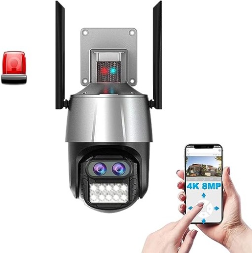 KAMERA IP WIFI SMART ZEWNĘTRZNA OBROTOWA FULL HD 8MP 4K 8X ZOOM Z GŁOŚNIK