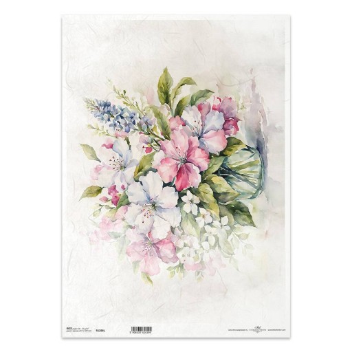 PAPIER RYŻOWY do decoupage A3 ITD-1296L bukiet kwiatów w wazonie