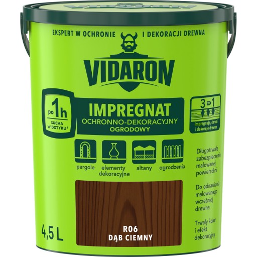 VIDARON IPREGNAT OGRODOWY DĄB CIEMNY R06 4,5L