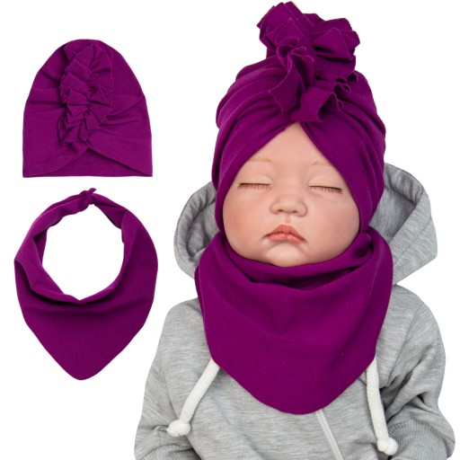 KOMPLET DRESOWY TURBAN I CHUSTKA oberżyna 36-38