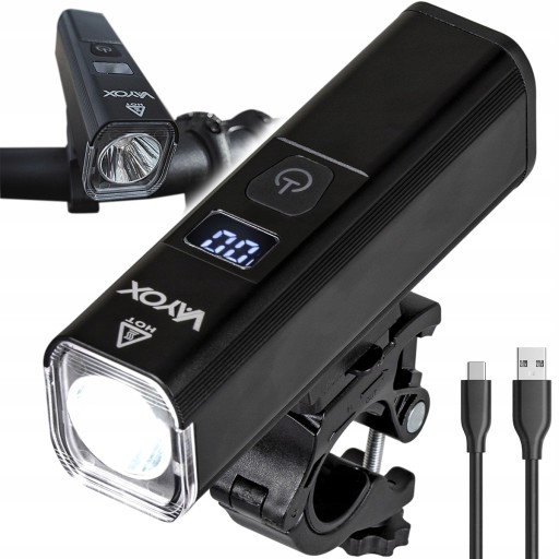 LAMPKA ROWEROWA PRZEDNIA OŚWIETLENIE ROWEROWE LED ŚWIATŁO PRZÓD USB-C VAYOX