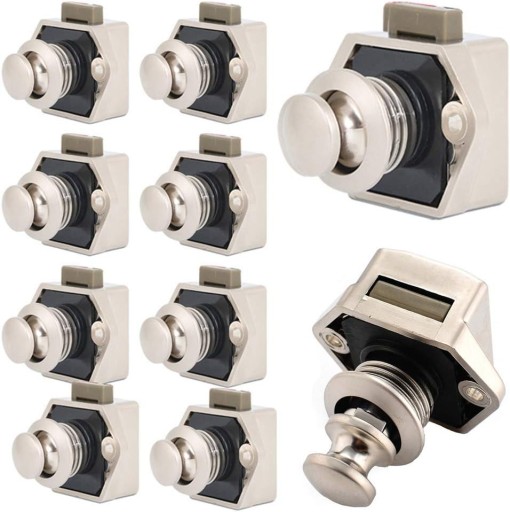 Push Button Catch Door Lock Furniture Lock Lock,Pack of 10 Keyless Cabinet
