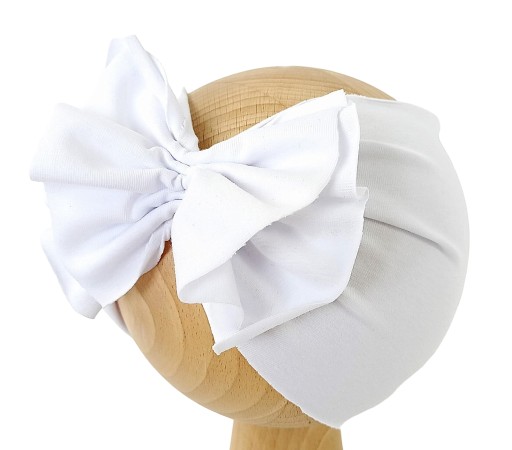 Opaska szeroka motylek turban z kokardą bawełna biała wiosna lato 36-40