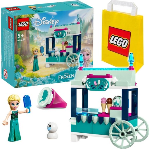 LEGO 43234 KRAINA LODU Lodziarnia Elzy + Pierścionki +TORBA PREZENTOWA LEGO