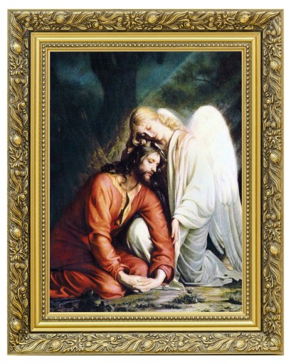OBRAZ ANIOŁ JEZUS CHRYSTUS | PŁÓTNO | RAMA ZDOBIONA ZŁOTA 40x50