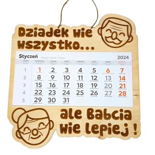 KALENDARZ DZIEŃ BABCI I DZIADKA-Babcia wie wszystko, ale Dziadek wie lepiej