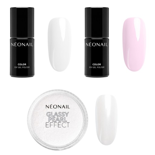 NEONAIL Zestaw do manicure hybrydowego - 2 x Lakiery i 1x Pyłek