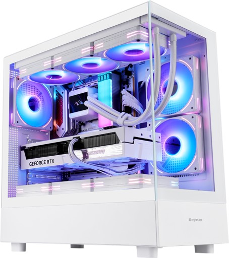 BIAŁA OBUDOWA USB 3.0 PODWÓJNE SZKŁO BEZ RAMEK AKWARIUM GAMING +1x RGB FAN
