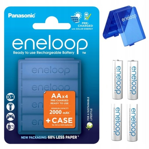 4 x Akumulatorki Baterie ENELOOP R6/AA 2000mAh+ Mocny Box Eko Opakowanie