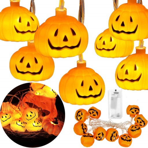 GIRLANDA LAMPKI DYNIE ŚWIECĄCE 10 LED WISZĄCE DEKORACJA UPIORNA HALLOWEEN