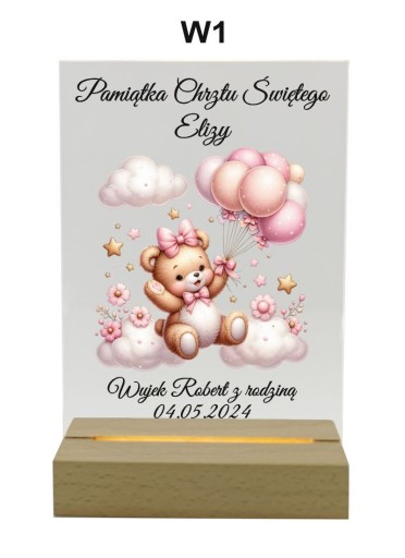 Pamiątka Chrztu Świętego Statuetka lampka led Prezent Chrzest