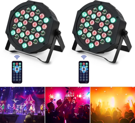 2X oświetlenie dyskotekowe RGB DMX512 z pilotem zdalnego sterowania