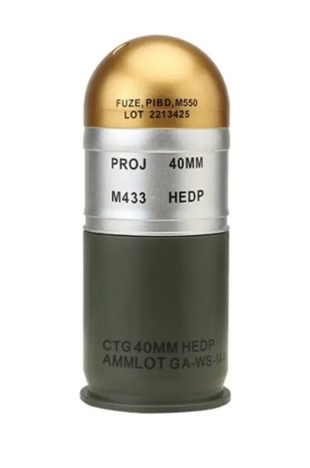 PUSZKA POJEMNIK SŁOIK 125 ML nabój granatnik przeciwpancerny M433 HEDP 40MM