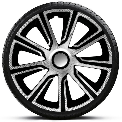 KOŁPAK 14 VERON CARBON SILVER BLACK EMBLEMAT 1szt