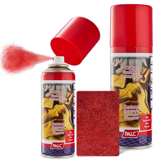 2x Czerwony Spray do Zamszu Nubuku Palc Renowator