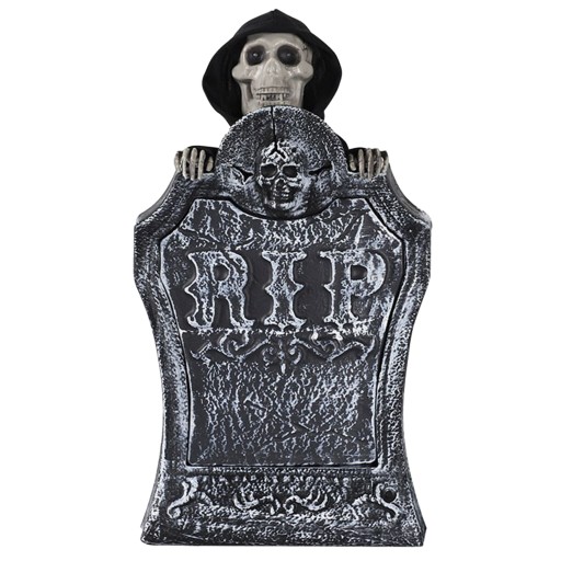 Halloweenowy elektryczny nagrobek RIP Spooky rozświetla czerwone oczy