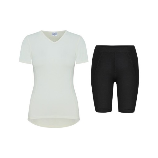 Komplet damski Bambus MERINO WOOL ecru-czarny L