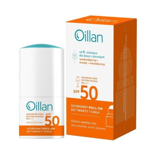 Oillan SUN Ochronny roll-on do twarzy i ciała SPF50+ 50ml + GRATIS