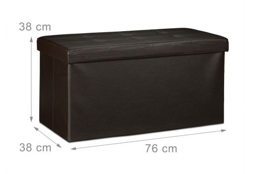 Pufa składana ławka ekoskóra 76 x 38 x 38 cm brązowa