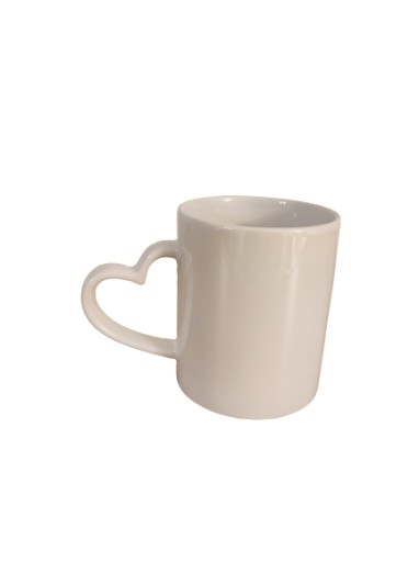 KUBEK BIAŁY UCHO SERCE - CERAMICZNY NR 49