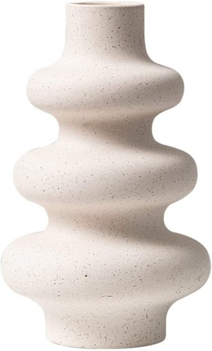WAZON CERAMICZNY NA KWIATY NOWOCZESNY BEŻOWY FALA STRUKTURA MINIMALISTYCZNY