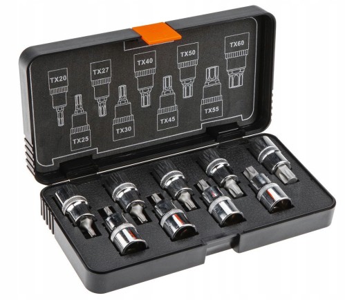 ZESTAW KOŃCÓWEK TORX NA NASADCE 55 MM ETUI 9 EL.