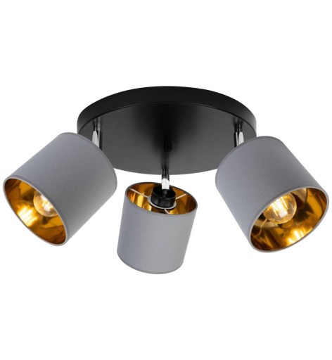 Plafon LAMPA SUFITOWA ABAŻUR szaro-złoty ŻYRANDOL