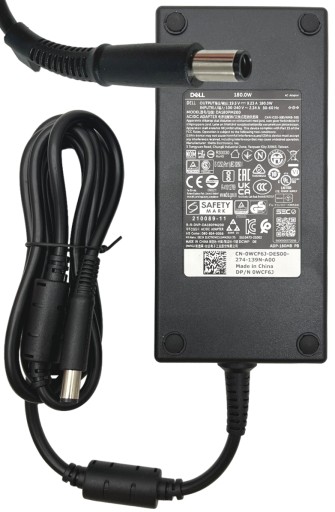 NOWY ORYGINALNY ZASILACZ DELL 180W 19.5V 9.23A 7.4mm PIN LATITUDE