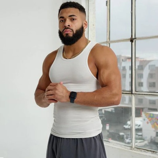 Pink Vest Men Summer Fashion O-neck Solid Color Sl