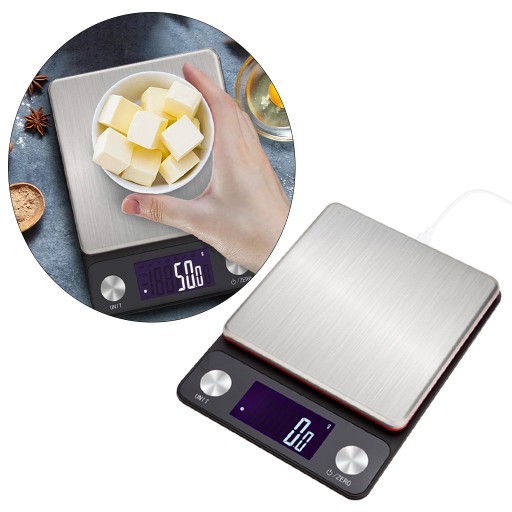 Cyfrowa waga kuchenna zasilana baterią lub USB, 10 kg
