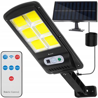 LAMPA SOLARNA ULICZNA LATARNIA 120LED UCHWYT + PILOT + PANEL