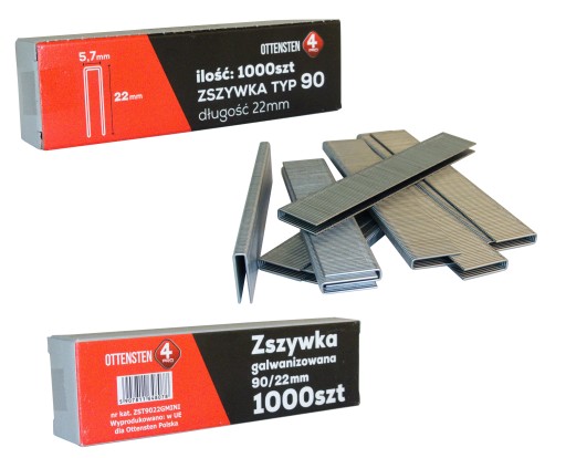 ZSZYWKI STOLARSKIE galwanizowane takera TYP 90 E 22mm 1TYS MINIBOX