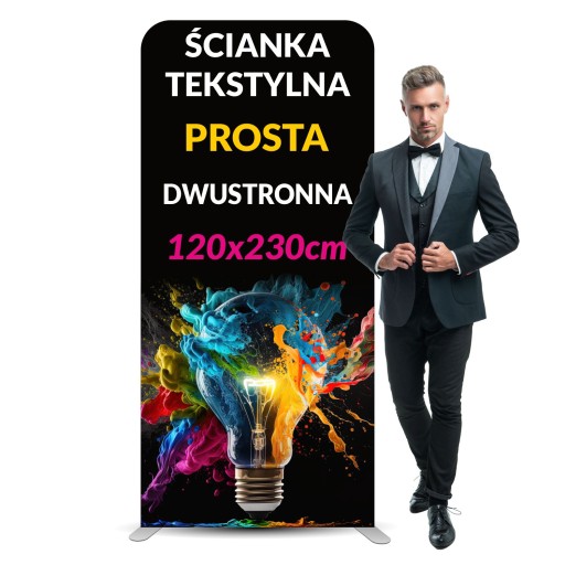 Ścianka Reklamowa Tekstylna 120x230 Nadruk Projekt dwustronna