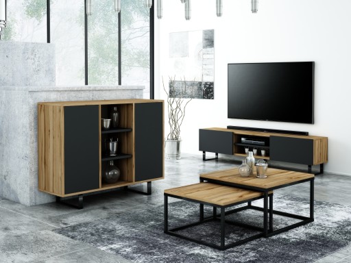 KOMODA LOFT 120 WOTAN /CZARNY POŁYSK INDUSTRIALNA