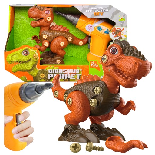 DINOZAUR DO SKRĘCANIA Z WKRĘTARKĄ ZESTAW MAŁEGO MAJSTERKOWICZA ZRÓB TO SAM