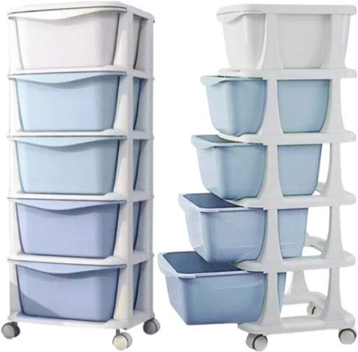 PLASTIKOWY POJEMNIK REGAŁ KOSZ NA ZABAWKI SZUFLADY 5 PÓŁEK ORGANIZER