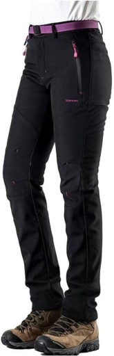 TOFERN SPODNIE DAMSKIE SOFTSHELL OCIEPLANE CZARNE ROZMIAR XL