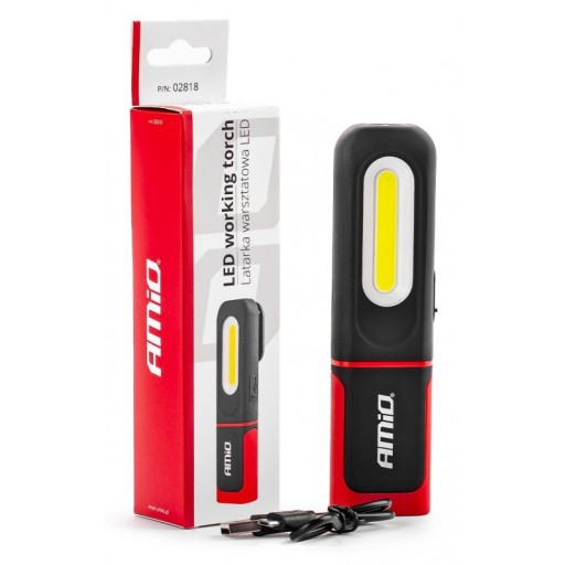 LATARKA LAMPA WARSZTATOWA COB+XPE 350LM 1200mAh AKUMULATOROWA HAK MAGNES