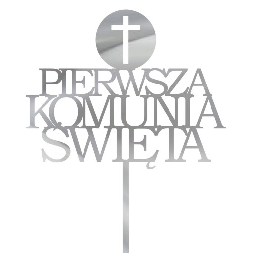 Topper Komunia Przyjęcie toper dekoracja na tort srebrna TKS-23