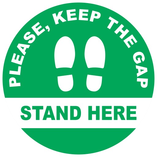 NAKLEJKA NA PODŁOGĘ 30cm STAND HERE KEEP THE GAP 2