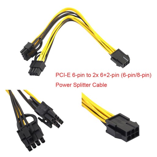 Rozdzielacz zasilania VGA PCI-E 8PIN do 2x 6+2PIN