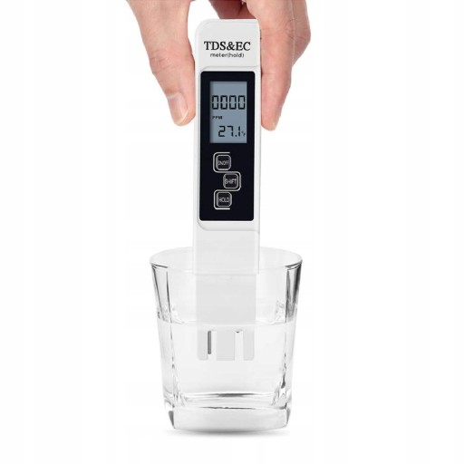 TESTER JAKOŚCI WODY PITNEJ TWARDOŚCI TEMP OSMOZA EC MIERNIK 3w1 LCD