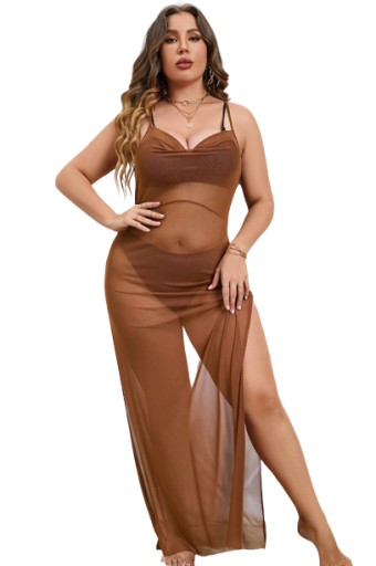 SHEIN TUNIKA PLAŻOWA BRĄZOWA PLUS SIZE 52 VBG