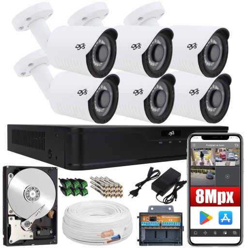 ZESTAW MONITORINGU 6 KAMER ZEWNĘTRZNYCH 8MPX P2P
