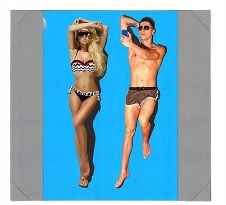 Niebieski KOC MATA PLAŻOWA 210x200 Piknikowa Kempingowa + Pokrowiec