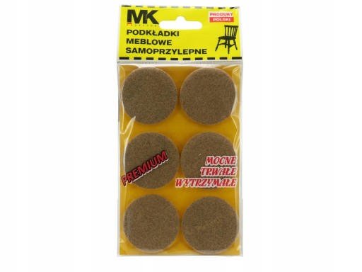 OKRĄGŁE SAMOPRZYLEPNE PODKŁADKI FILC POD KRZESŁO MEBLE STÓŁ ŚR 45MM 6X